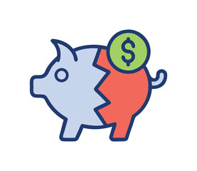 Financial crisis piggy bank and broken savings concept