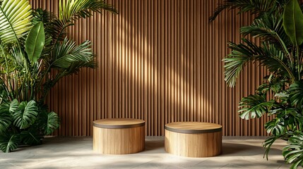 Tropical Wooden Display Stands