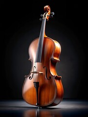 Ultra-realistic, high-quality violin on a pure black background, showcasing sharp textures, natural reflections, and studio lighting, perfect for commercial use and photorealistic rendering