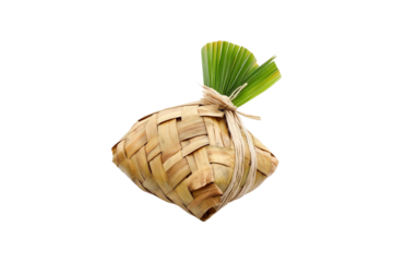 A delicately woven Ketupat traditional Southeast Asian rice cake ready for celebration a symbol of togetherness and festive joy