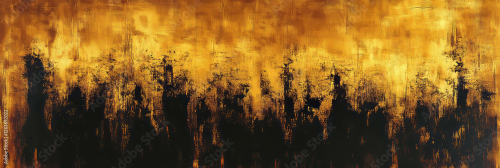 Poster deep gold wall texture with grunge overlay creating a chaotic visual effect