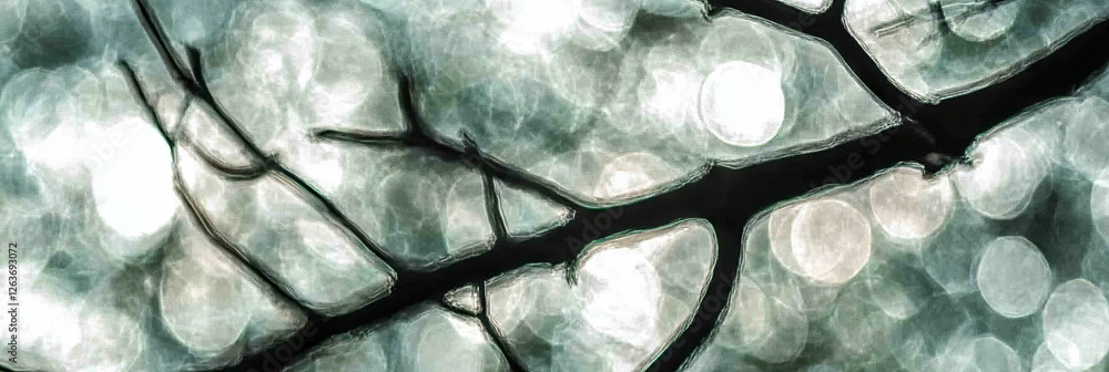 Poster organic bokeh shapes with flowing lines and soft shimmer reflect natural beauty in unique patterns