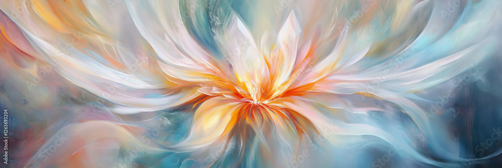 Poster organic crystal flares with flowing lines and soft blended colors in a harmonious display