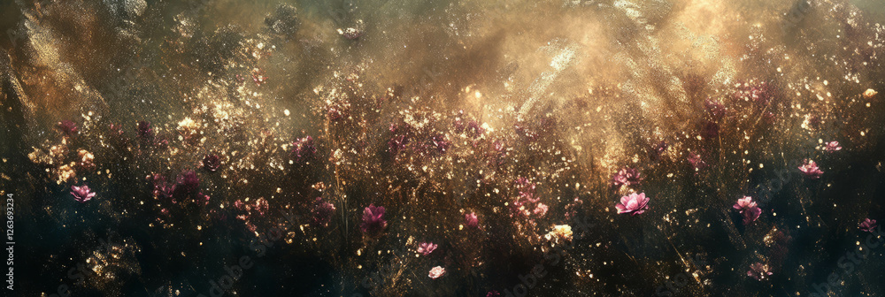 Poster exploration of shimmering light effects through overlapping bokeh textures at dusk