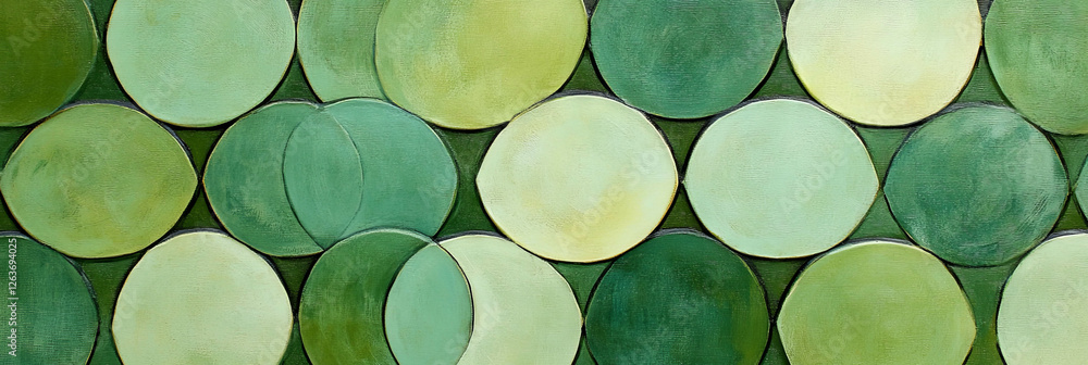 Aufkleber overlapping circles pattern in soft green shades with a smooth glazed finish