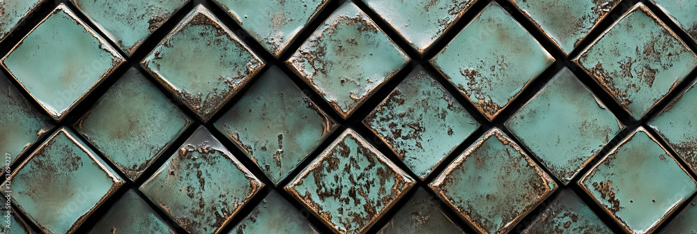Aufkleber elegant overlapping diamond pattern texture in muted green tones with a glazed finish