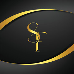 SF luxury letter logo. Initial Letter Design Vector Luxury Colors