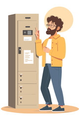 Confused Man Choosing Correct Key for Account Protection and Password Recovery