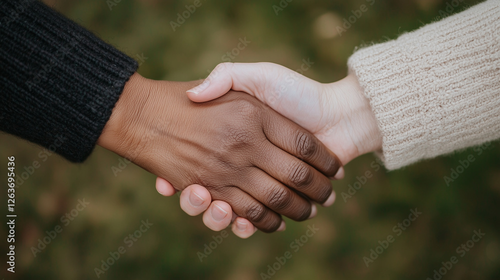 Poster closeup of intertwined hands symbolizing unity and connection