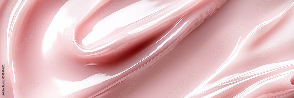 Poster smooth texture of pale pink liquid gel with subtle translucency and thin consistency