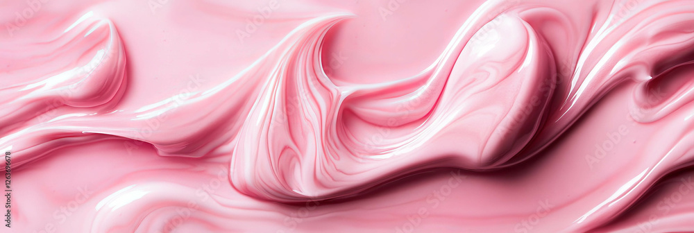 Poster pale pink gel with smooth texture and thin consistency creating a fluid wave pattern