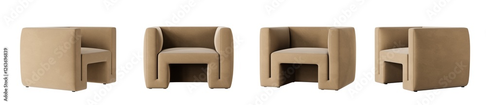 Aufkleber armchair set isolated on transparent background. 3d render.