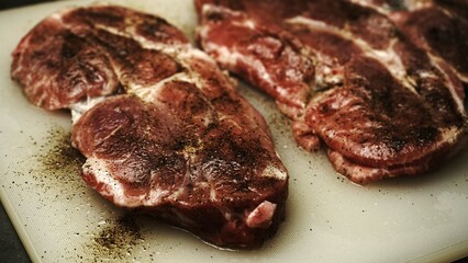 Preparing the pan and steak: seasoning, heating, and cooking to perfection. Juicy steak with a golden crust—perfect for culinary projects!