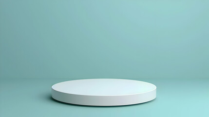 Minimalist studio scene featuring a circular display platform against a soft blue background