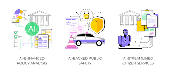 AI in Government and Public Services abstract concept vector illustrations.