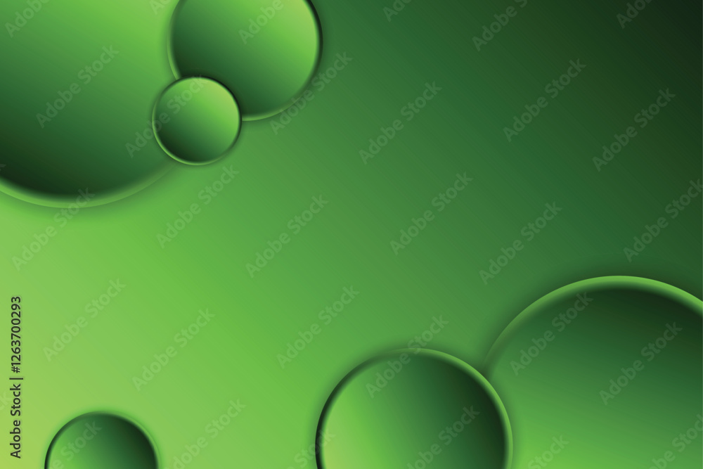 Poster natural green abstract 3d floating spheres with high-contrast lime and deep forest green gradient ve