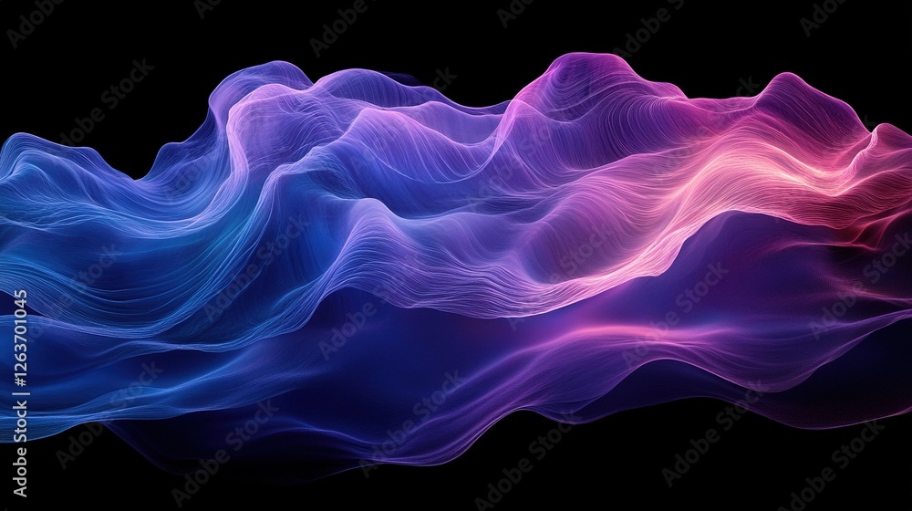 Aufkleber dynamic flowing waves abstract digital art colorful light effects studio environment close-up view v