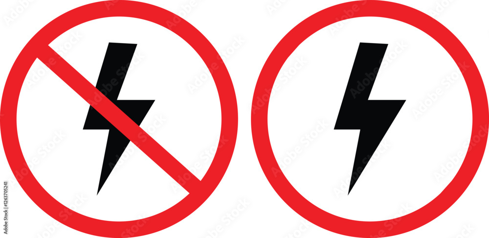 Poster lightning and no lightningicon. on white background. lightning sign. flash symbol. electric sign. fl