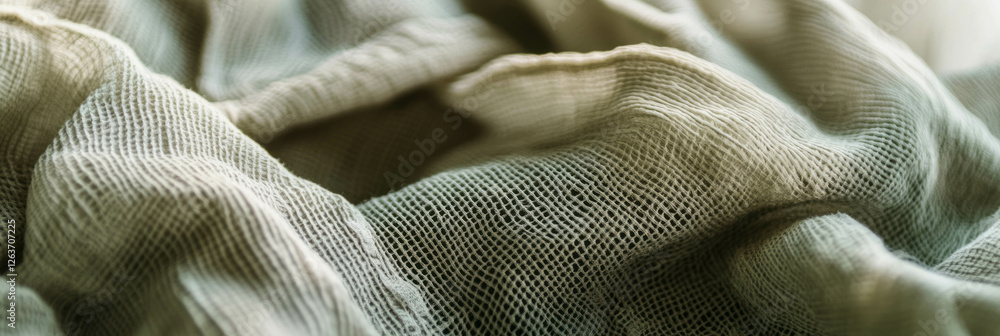 Poster ruched fabric texture showcasing soft folds and intricate patterns in natural light