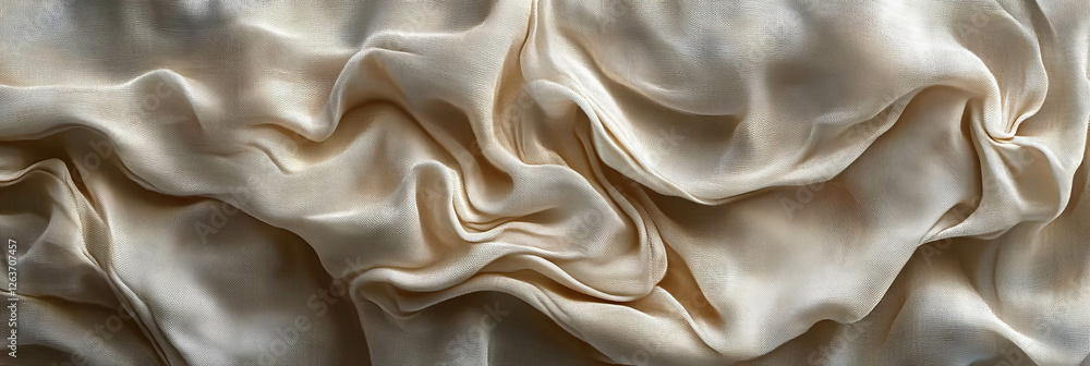 Poster ruched fabric texture showcasing elegant soft folds and gathered design elements