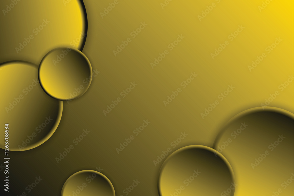 Poster elegant 3d floating spheres with luxurious metallic gold and deep black gradient vector background –