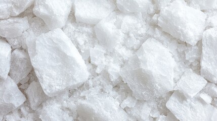 Close-up of coarse white salt crystals. Food texture background
