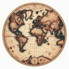 Detailed world map in vintage style