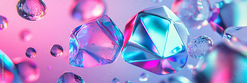 Aufkleber shiny pvc with geometric shapes and neon highlights creating a vibrant texture display