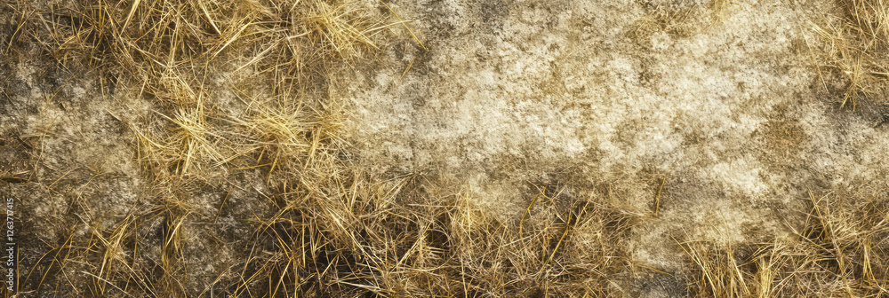 Poster short dry grass with yellowed tips showcasing a sparse and dry texture in a natural setting