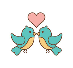 Wedding doves with hearts