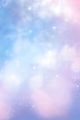 Obraz premium Beautiful pastel sky with clouds background for design in pink, blue, and purple colors