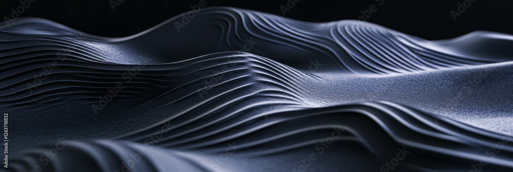 Poster simple wave and line pattern creates a flowing design in dark blues