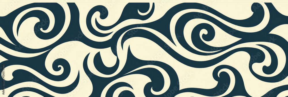Poster elegant dark blue wave and line pattern with a smooth and flowing design