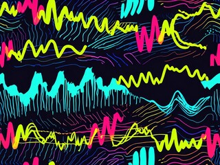 Abstract Neon Wave Art: A Vibrant Symphony of Lines and Colors