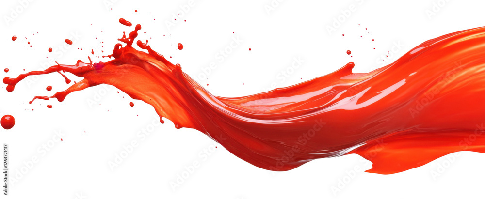 Aufkleber dynamic splash of vibrant red paint on a transparent background, creating a fluid wave and artistic 