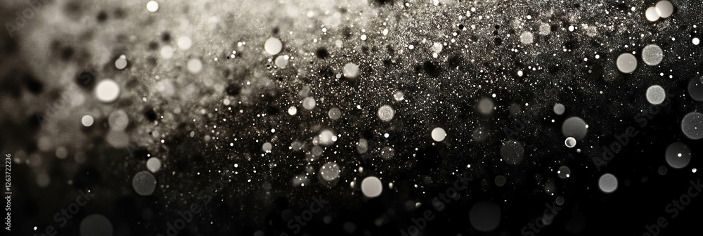 Poster soft edged bokeh texture with smooth gradient and subtle shimmer effects in black and white