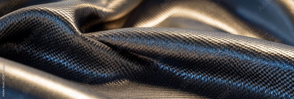 Poster exploring the unique textures of stretch nylon and polished titanium in a detailed setting