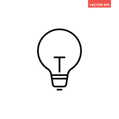 Single black brilliant idea line icon, simple shinning lightbulb flat design illustration pictogram, infographic vector for app web banner button ui interface elements isolated on white background