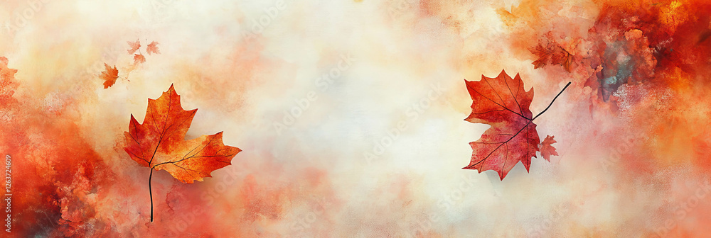 Poster stylized maple leaf pattern with autumn colors and textured surface