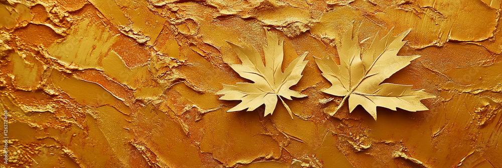 Poster stylized maple leaf pattern featuring soft oranges and textured autumn colors in an artistic design