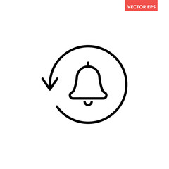 Black single refresh notification line icon, simple update reminder flat design vector pictogram, infographic interface elements for app logo web button ui ux isolated on white background