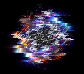 CPU socket. Modern technology. Big data center. 3D rendering..Future Abstract light effect. AI server hardware. Shine Blocks..Virtual reality. Digital hyper space grid. Network neural geometry.