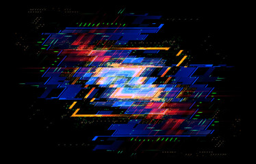 CPU socket. Modern technology. Big data center. 3D rendering..Future Abstract light effect. AI server hardware. Shine Blocks..Virtual reality. Digital hyper space grid. Network neural geometry.