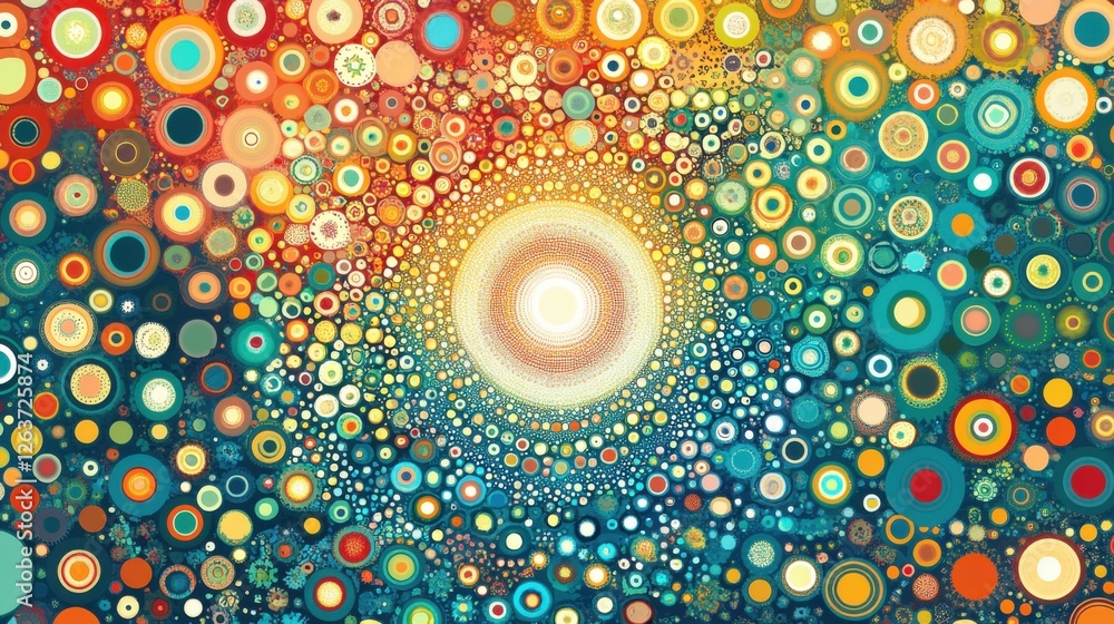 Aufkleber radiant circular patterns with vibrant colors and soft gradients