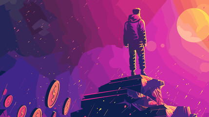 Investor Receiving Passive Income from Shares and Investments Concept Illustration