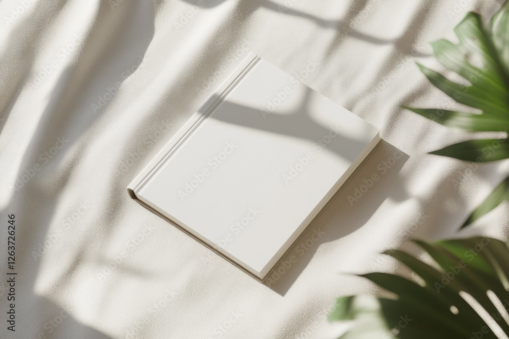 Poster minimalist book mockup captures simplicity in design on soft fabric