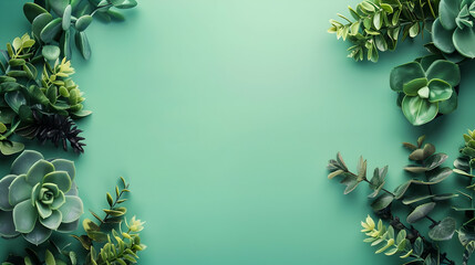Fototapeta premium Lush green succulent arrangement on a pastel background, perfect for nature-themed decor