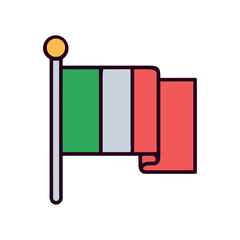 Italian flag waving with green white red