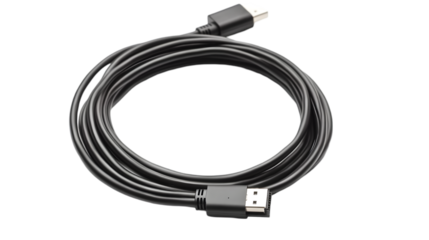 Black wire USB cable with adapter. transparent Background, clipping path  -  