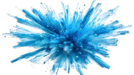 Blue sand flying explosion, high-speed motion. transparent Background, clipping path  -  